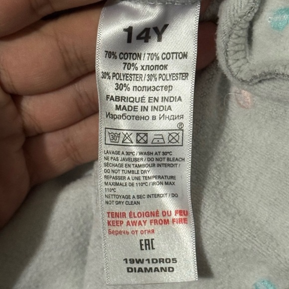 Sonia Rykiel Paris Gray Jersey Dress Embroidered Polka Dot Fleece Ruffle 14Y - Picture 8 of 8